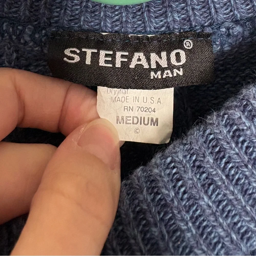Stefano Man Men’s 100% Cotton Striped Crewneck Sweater. Size Medium.